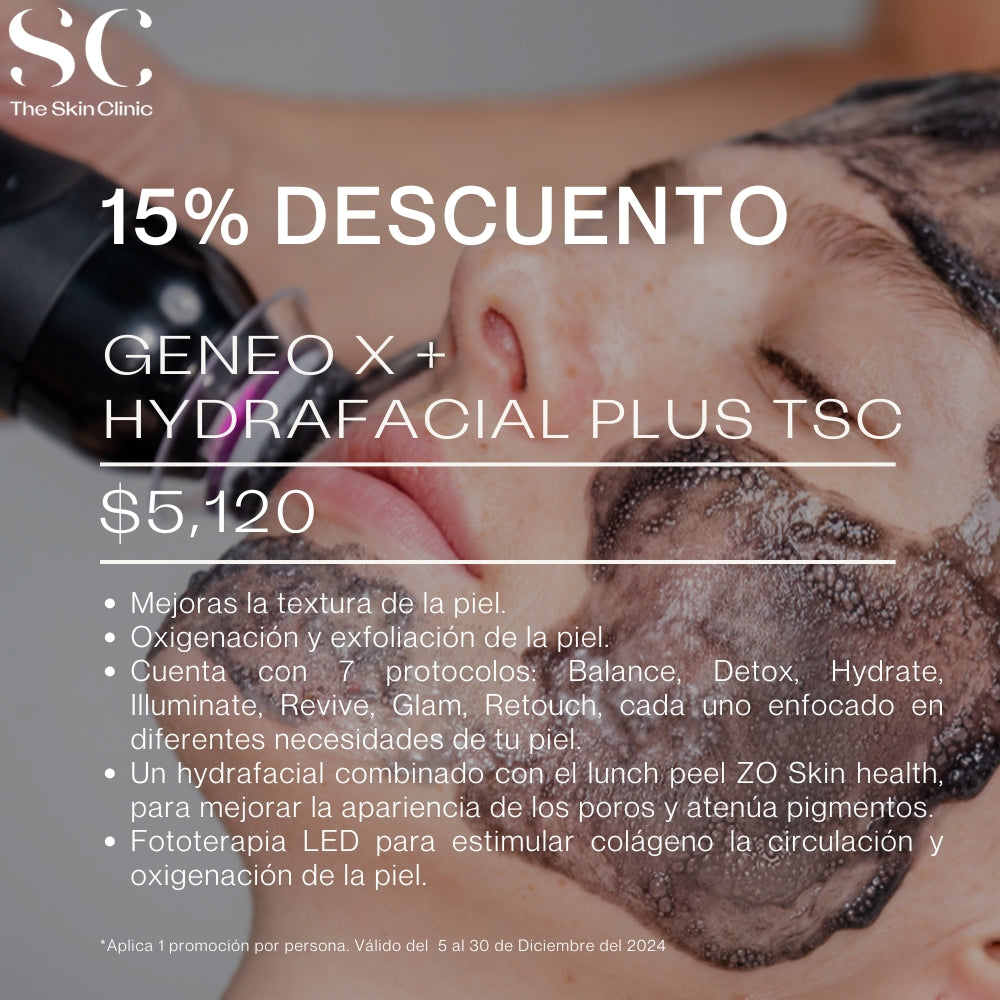 15% Geneo X+  Hydrafacial Plus Tsc